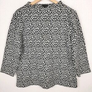 TALBOTS Leopard Print Blouse Sz L Gold Button‎ Accent Chic Career Mob Wife